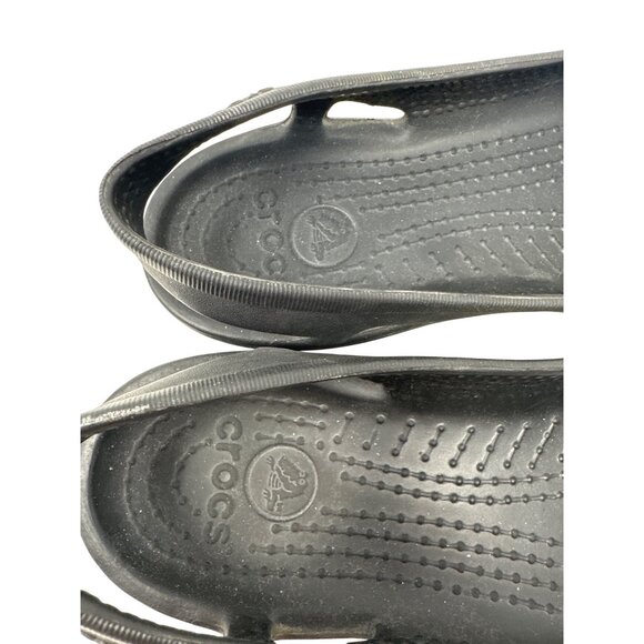 Womens Crocs Black Sloane Flats Open Toe Slingback Slip-On Shoes Size 8 - Picture 8 of 10